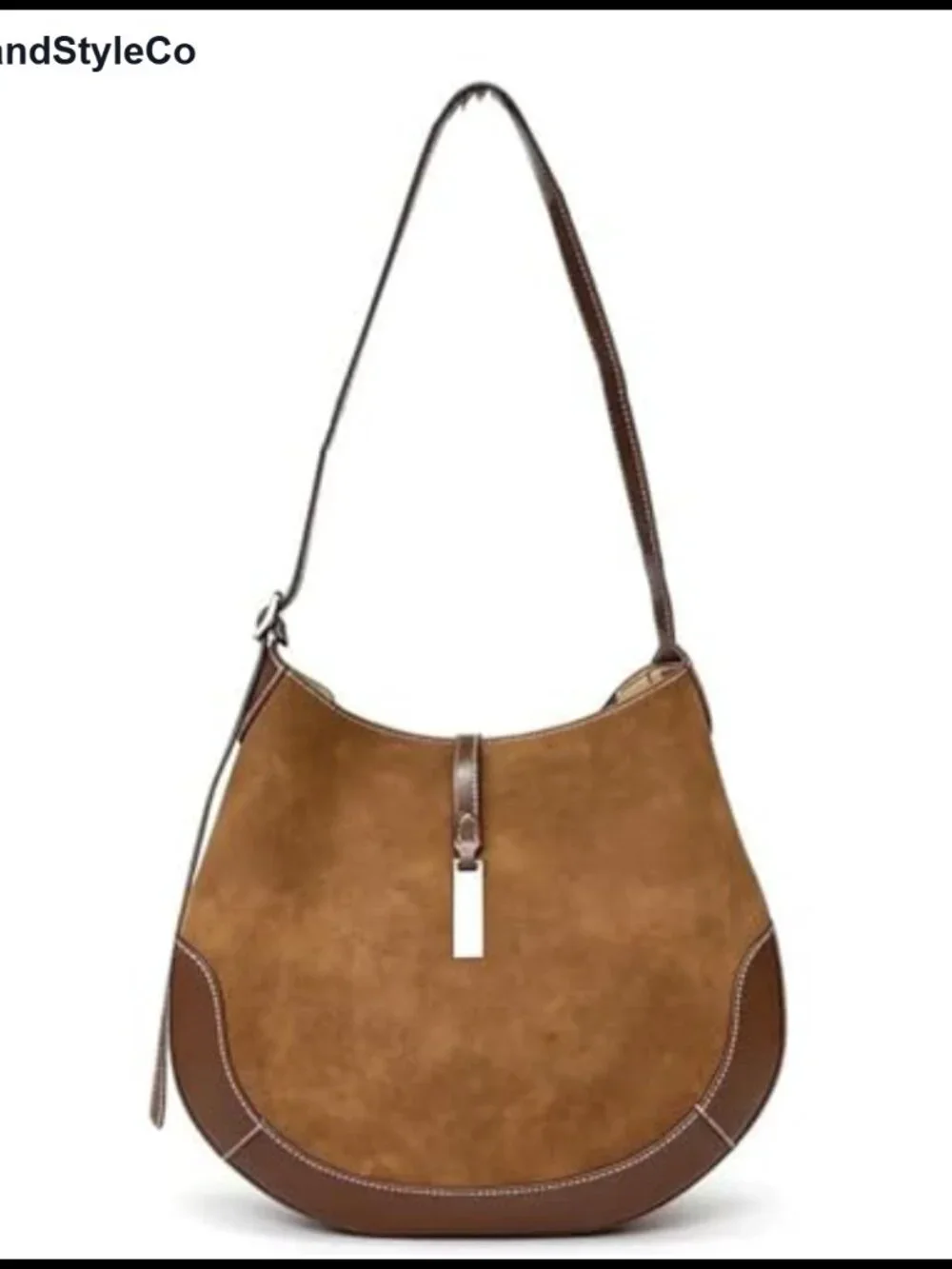 Faux Suede Hobo Shoulder Bag Slouchy Crossbody Purse